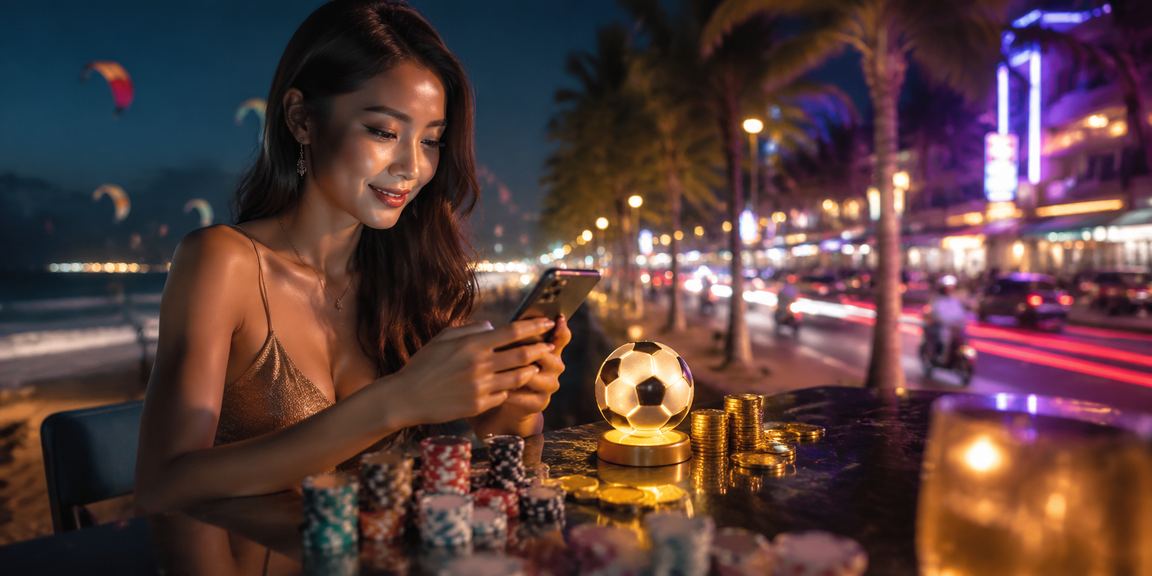 Không gian neon sôi động tại Mũi Né trong lúc theo dõi cá cược bóng đá